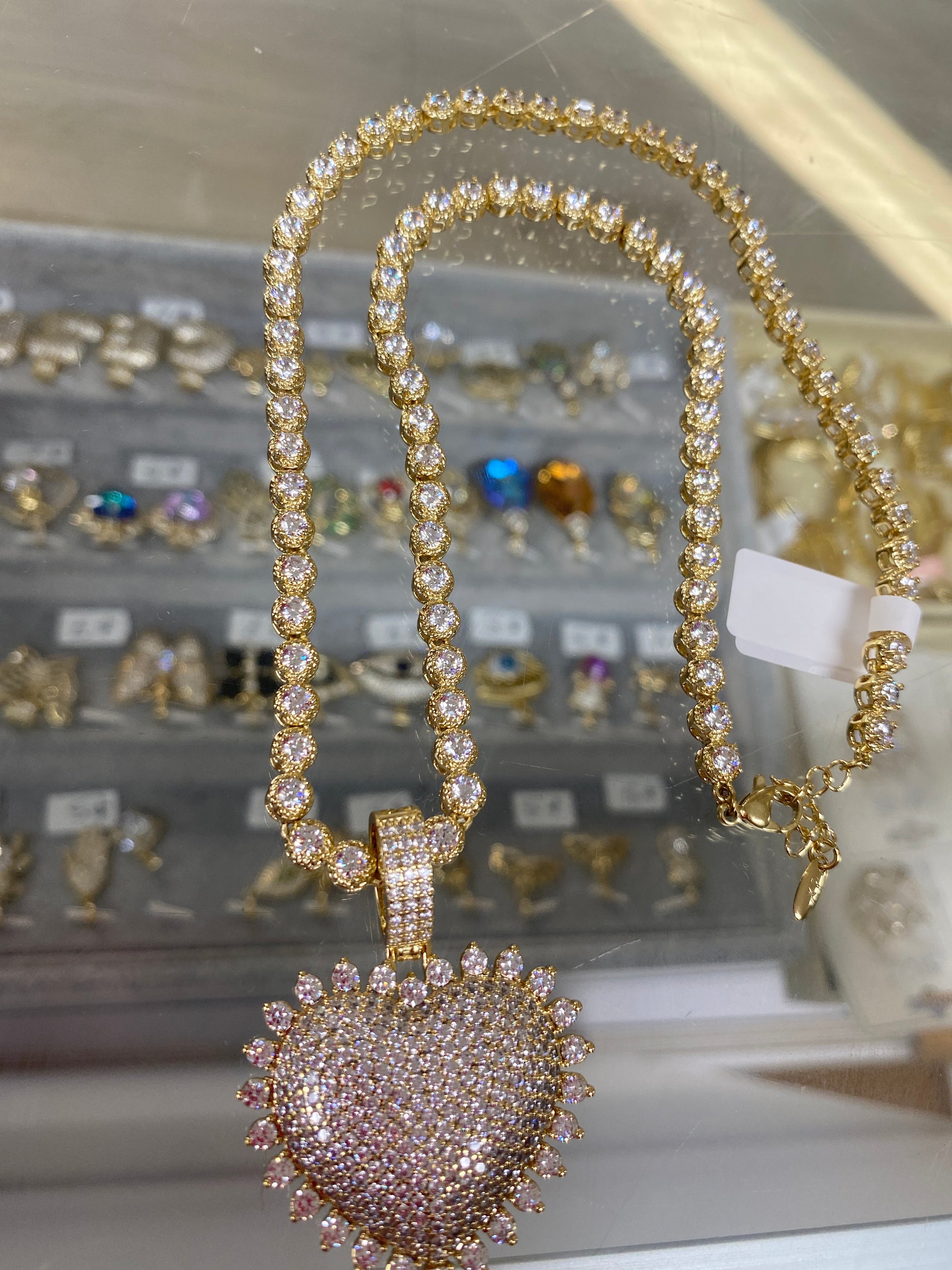 pretty tennis-style necklace with heart charm