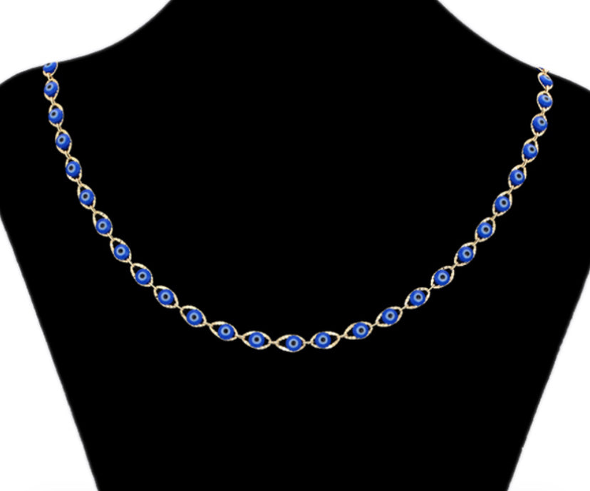 Bonita cadena de ojo turco en color azul